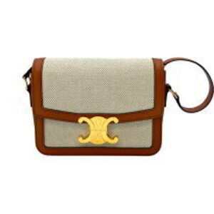 Celine Teen Triomphe Tan Textile Calfskin Shoulder Bag